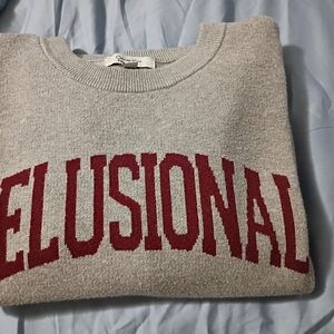 Gray Sweater with Red Lettering